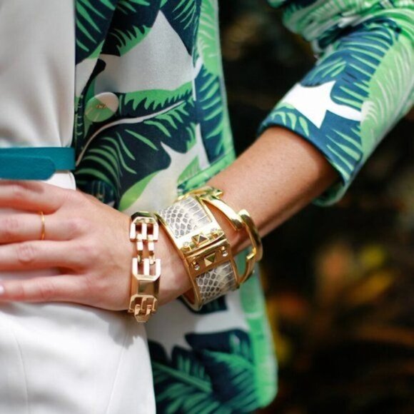 Stella & Dot Bello Faux Snakeskin Cuff Bangle - Picture 2 of 5